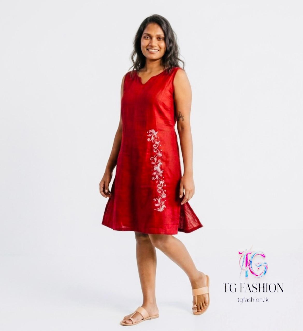 Crimson Ruby Floral Accent Dress