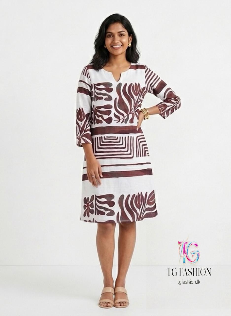 Earthy Essence Abstract Print Dress